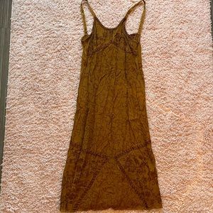 Long Burnt Orange Detailed Dress